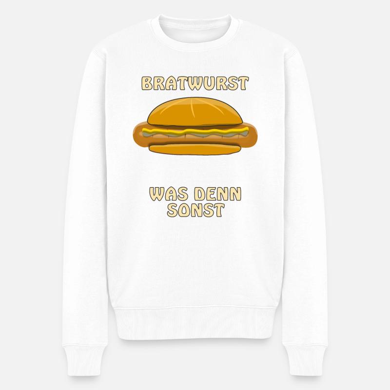 BRATWURST WAS DENN SONST - Männer Premium Bio Pullover - Weiß