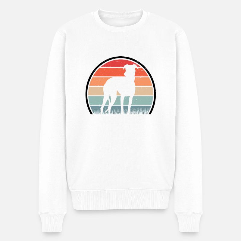 Whippet Retro Windhund Vintage Sighthound - Männer Premium Bio Pullover - Weiß