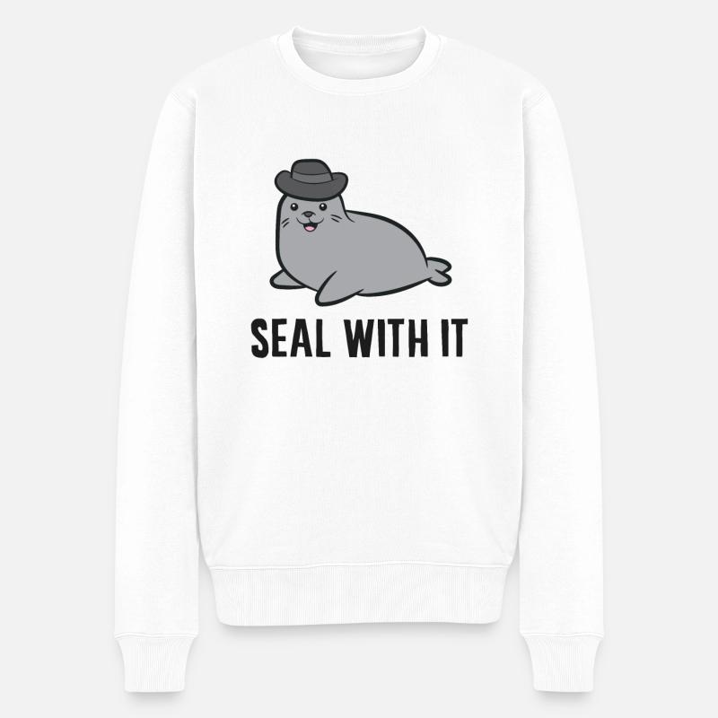 Scellez avec lui Mignon sceau - Pull Premium bio Homme - blanc