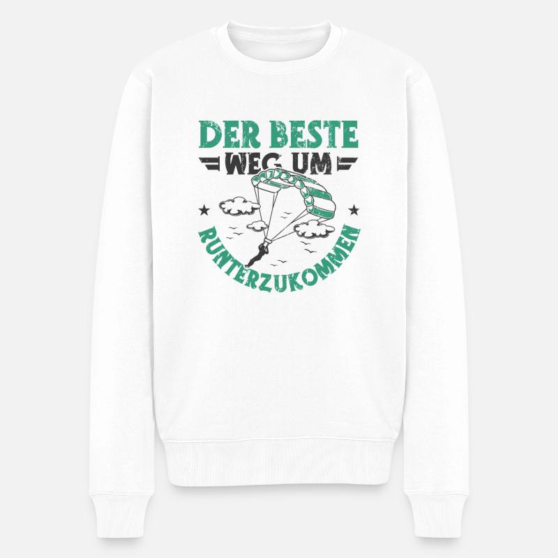 Skydive Tandemsprung Gutschein Fallschirmspringen - Männer Premium Bio Pullover - Weiß