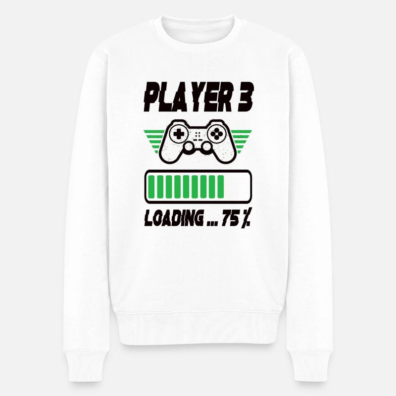 Player 3 Loading - Männer Premium Bio Pullover - Weiß