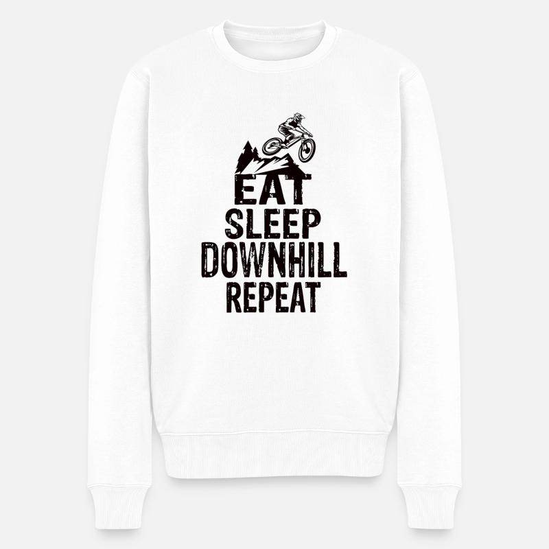 Eat Sleep Downhill Repeat - Männer Premium Bio Pullover - Weiß