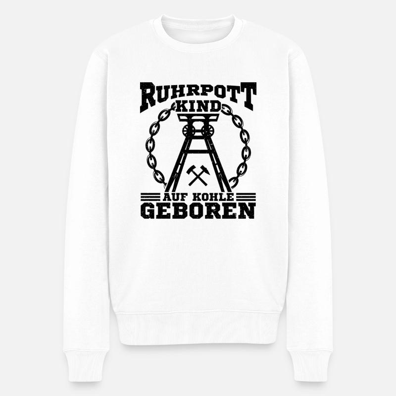 Ruhrpott kind auf kohle geboren Deutschland Essen - Männer Premium Bio Pullover - Weiß