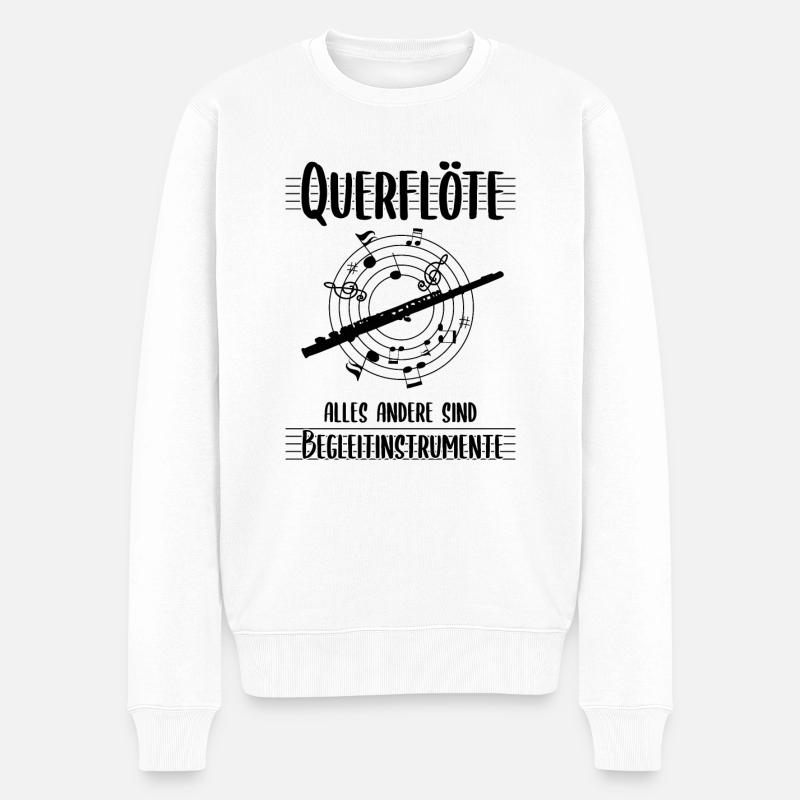 Querflöte - Männer Premium Bio Pullover - Weiß