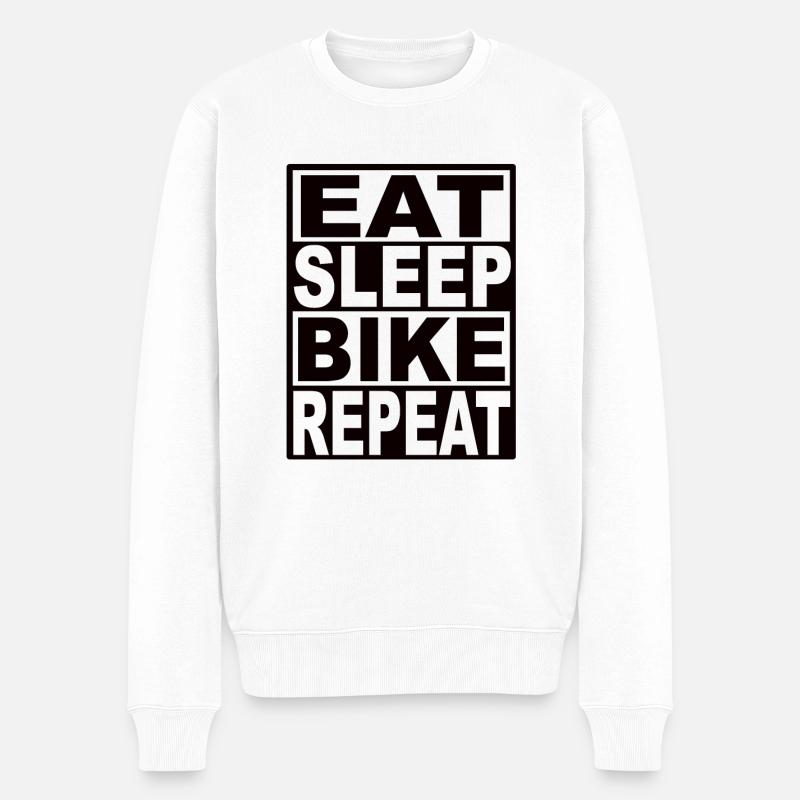 Eat Sleep Bike Repeat - Männer Premium Bio Pullover - Weiß