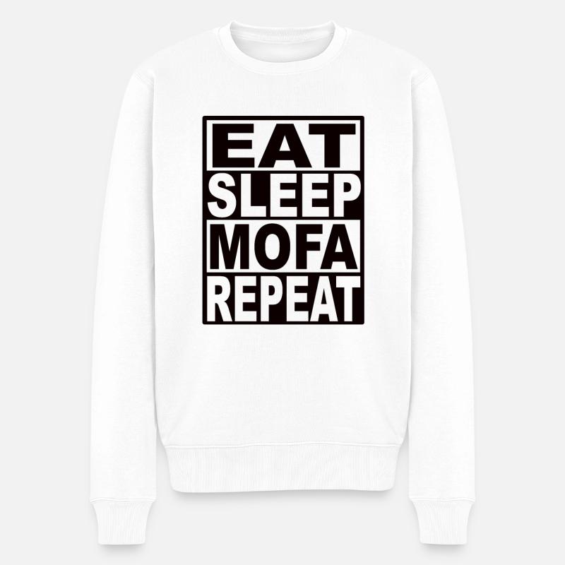 Eat Sleep Mofa Repeat - Männer Premium Bio Pullover - Weiß