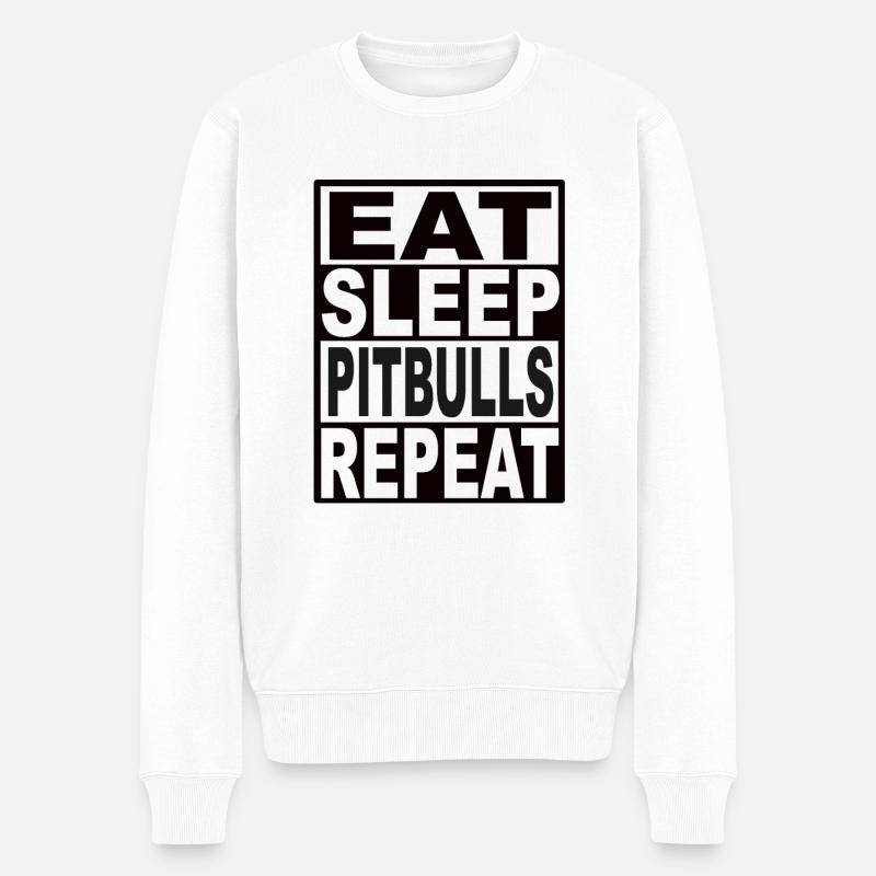 Eat Sleep Pitbulls Repeat - Männer Premium Bio Pullover - Weiß