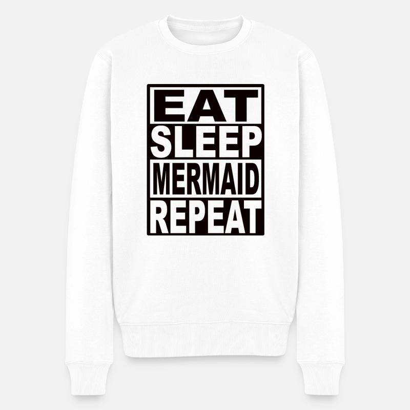 Mangez sleep sirène Répéter - Pull Premium bio Homme - blanc