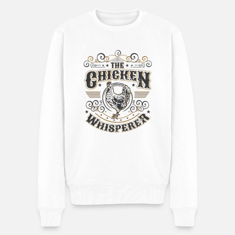 Chicken Farmer Hühnerflüsterer - Männer Premium Bio Pullover - Weiß