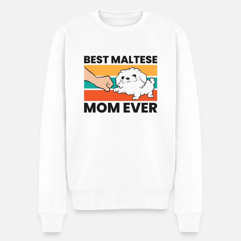 Malteser Hundehalterin Beste Malteser Mama aller - Männer Premium Bio Pullover - Weiß