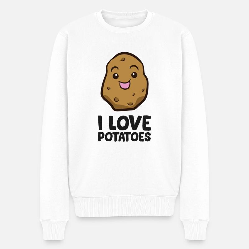 Ich liebe Kartoffeln - Männer Premium Bio Pullover - Weiß