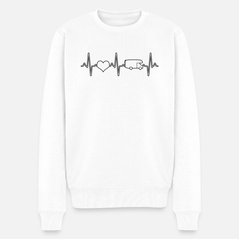 Camping camping-car Heartbeat - Pull Premium bio Homme - blanc