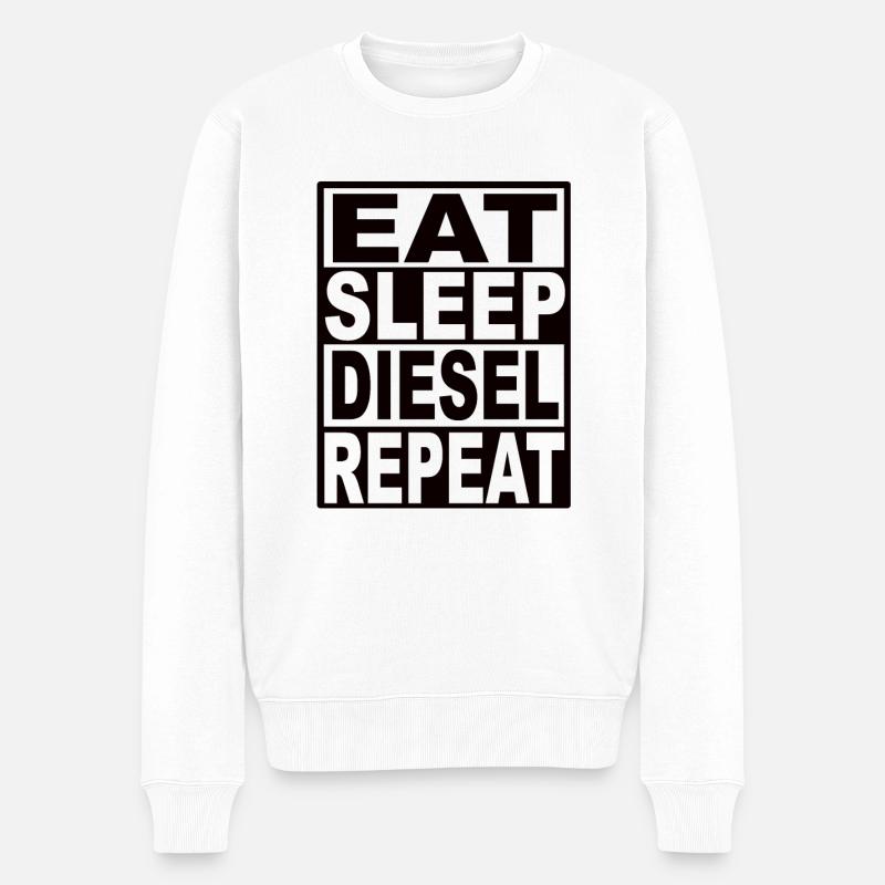 Manger Sleep Diesel Répéter - Pull Premium bio Homme - blanc