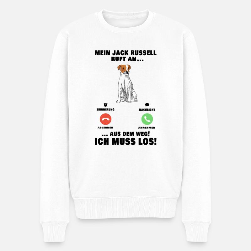 Mein Jack Russell Terrier ruft an - Männer Premium Bio Pullover - Weiß