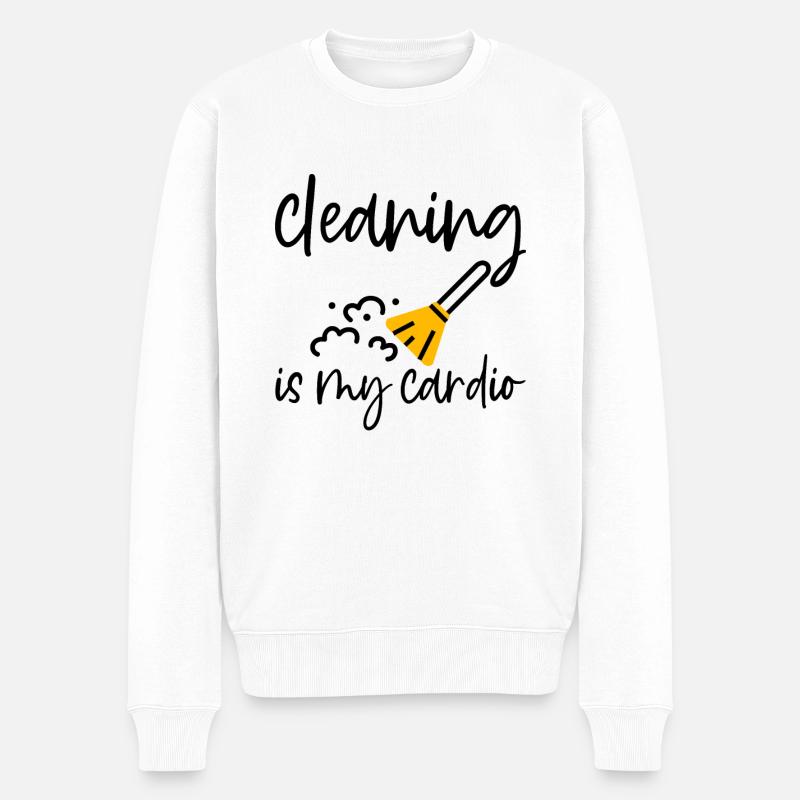 Cleaning Is My Cardio 4 - Männer Premium Bio Pullover - Weiß