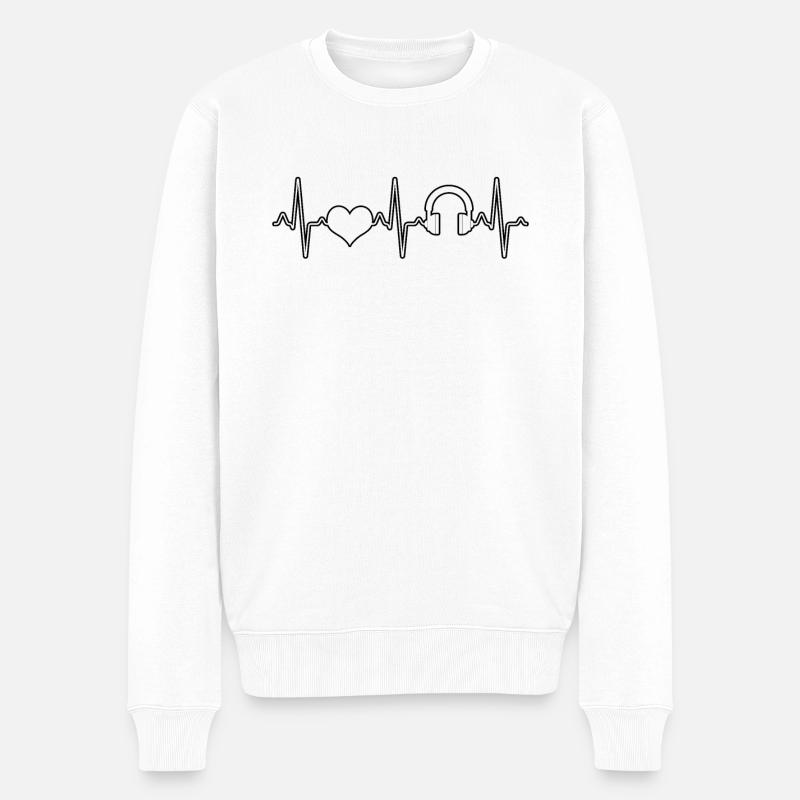 Musik Kopfhörer Herzschlag - Männer Premium Bio Pullover - Weiß