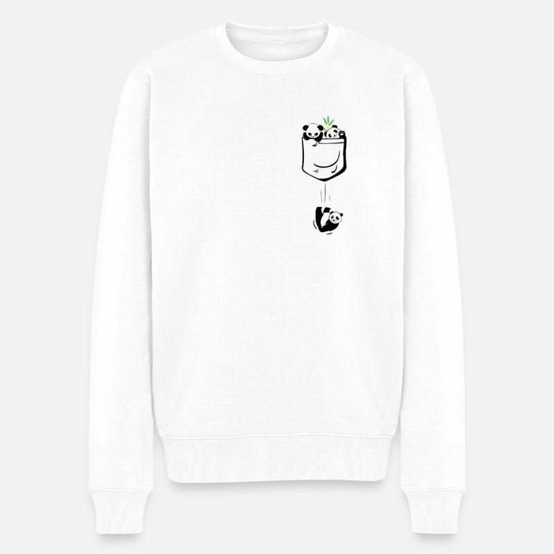 Kawaii Cute Bear Panda Animal In Pocket - Männer Premium Bio Pullover - Weiß