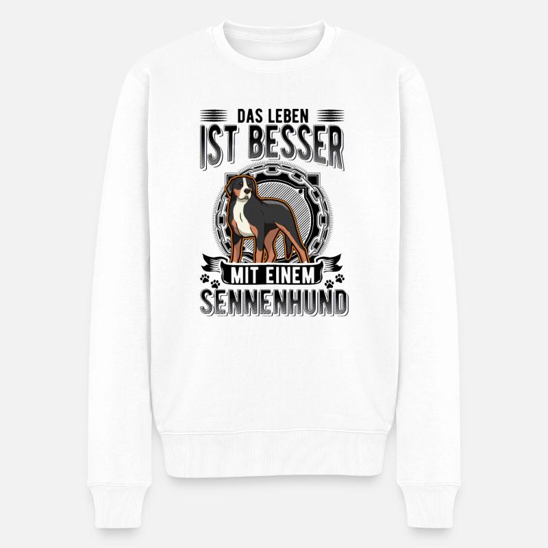 Großer Schweizer Sennenhund - Männer Premium Bio Pullover - Weiß