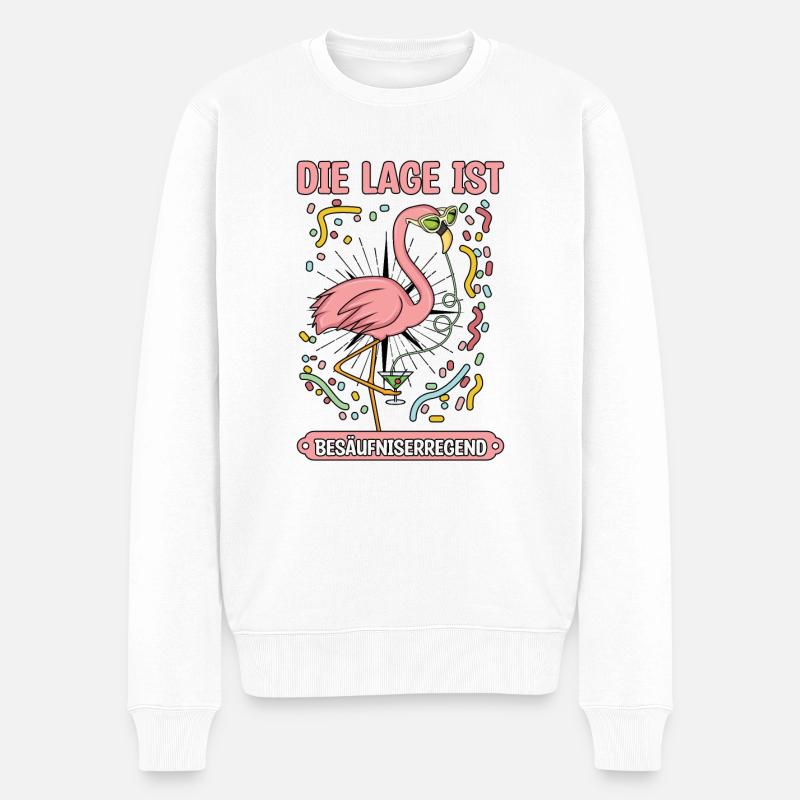 Flamingo Rosa - Männer Premium Bio Pullover - Weiß