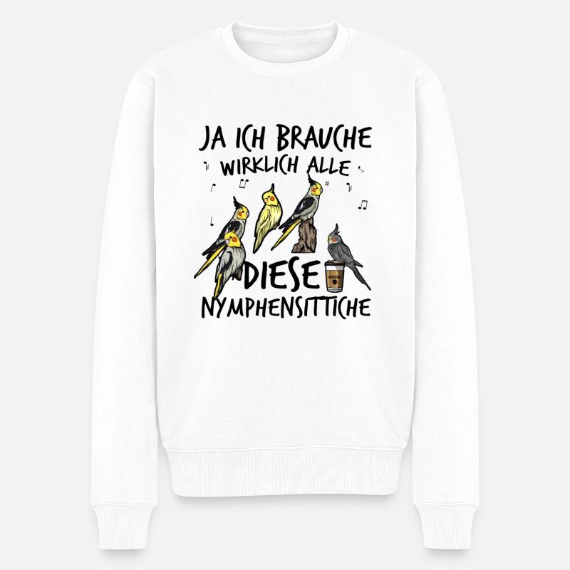 Nymphensittich - Männer Premium Bio Pullover - Weiß
