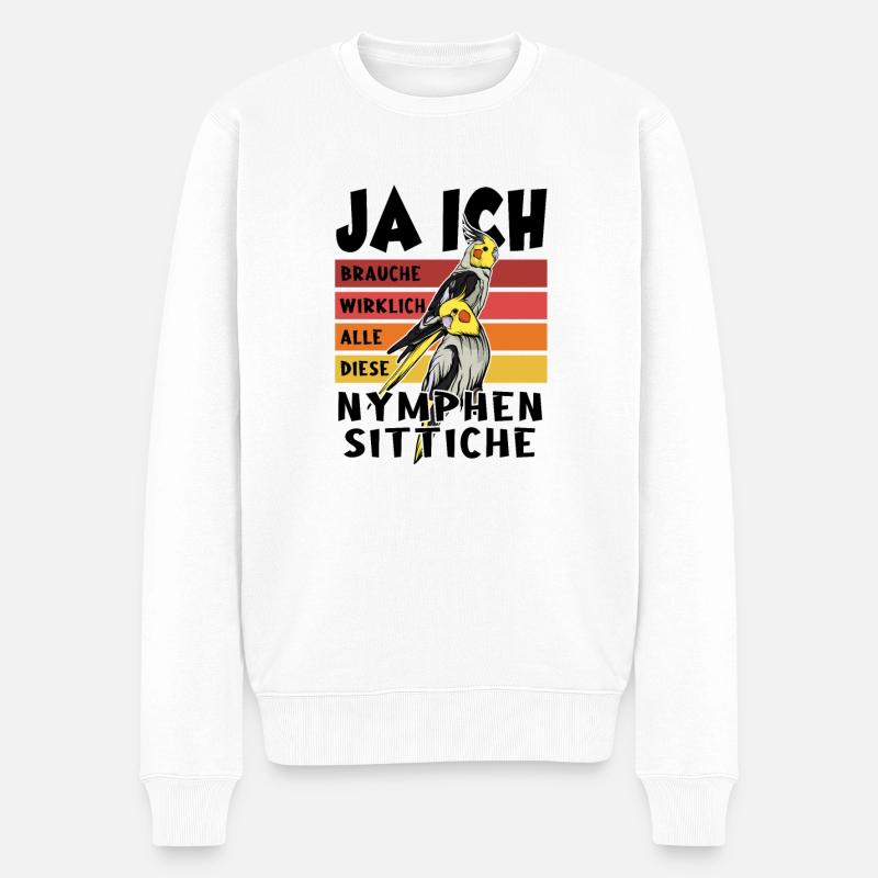 Nymphensittich - Männer Premium Bio Pullover - Weiß