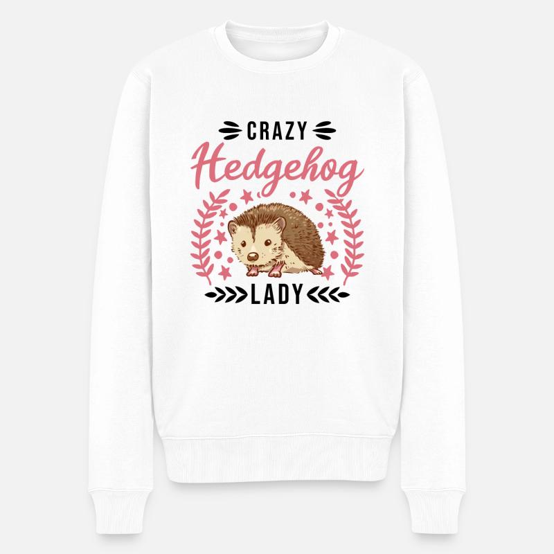 Crazy Hedgehog lady Igel Stacheligel - Männer Premium Bio Pullover - Weiß