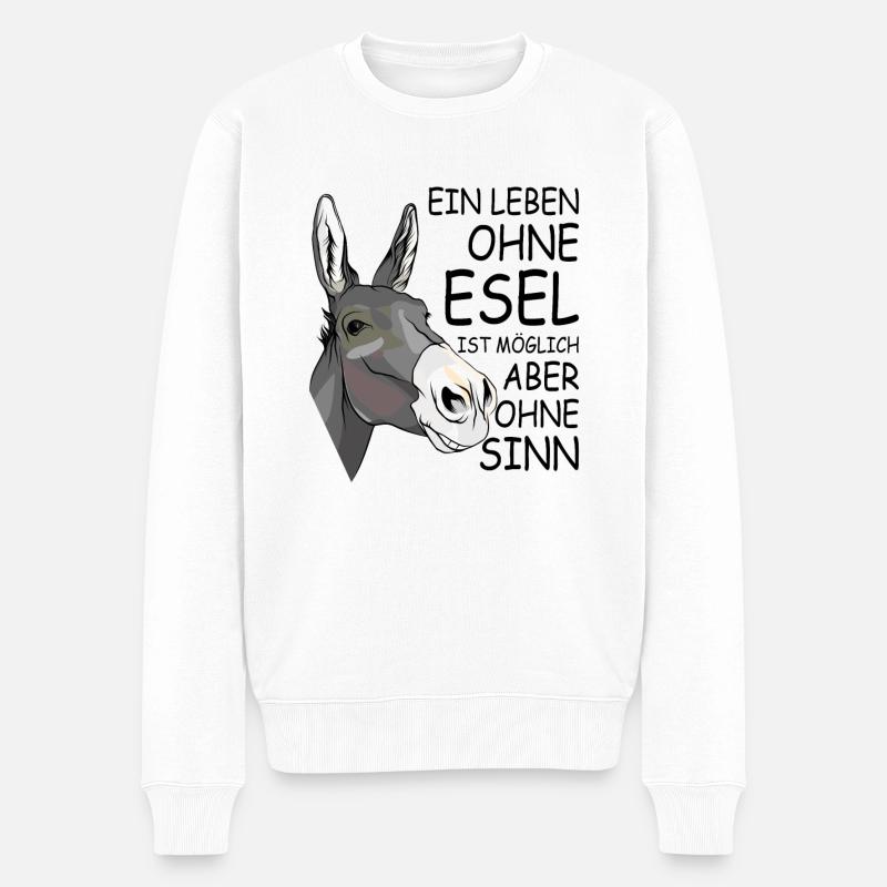 Bauer Esel - Männer Premium Bio Pullover - Weiß