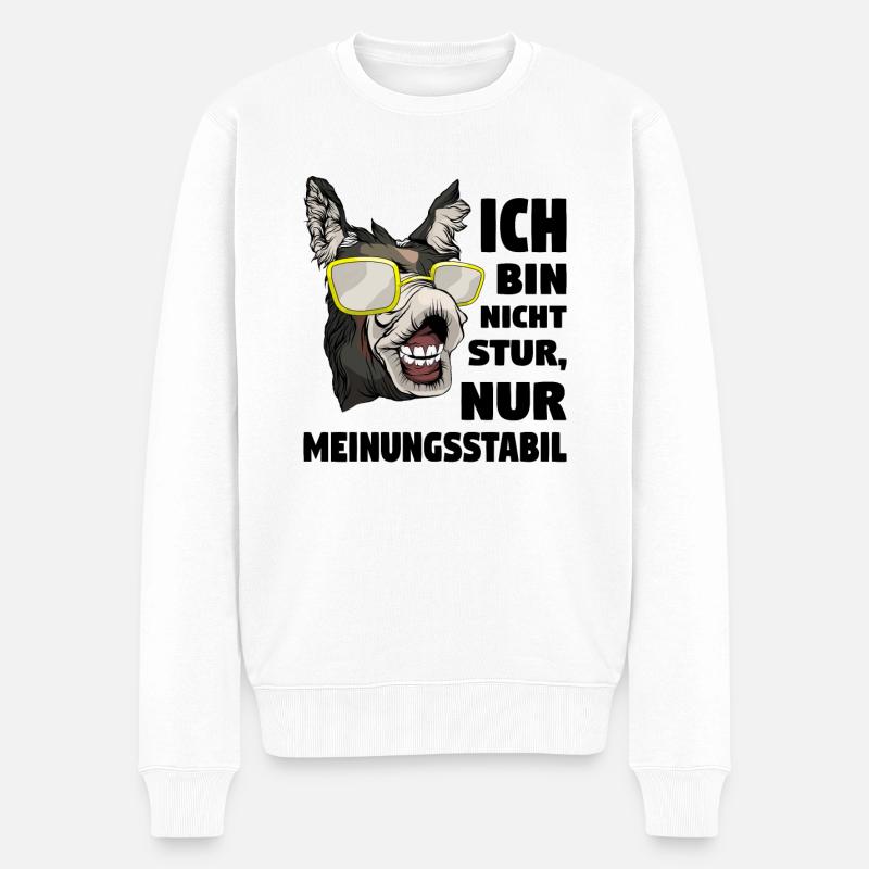 Bauer Esel - Männer Premium Bio Pullover - Weiß