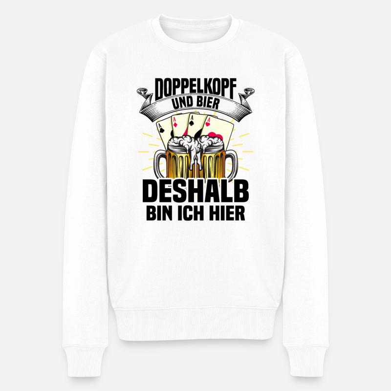 Doppelkopf - Männer Premium Bio Pullover - Weiß
