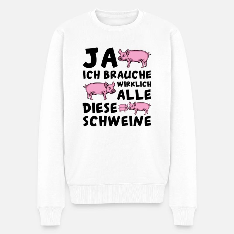 Schwein - Männer Premium Bio Pullover - Weiß