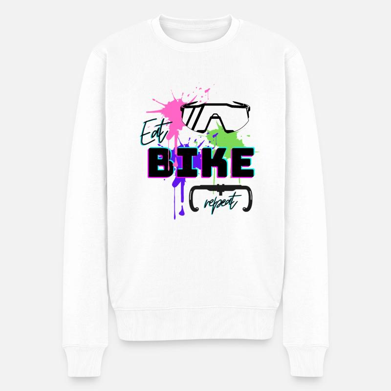 Eat Bike Repeat - Männer Premium Bio Pullover - Weiß