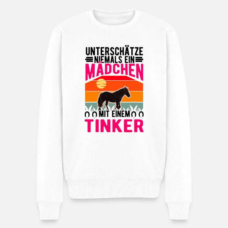 Irish Tinker Pferd Mädchen Tinkerpferd - Männer Premium Bio Pullover - Weiß