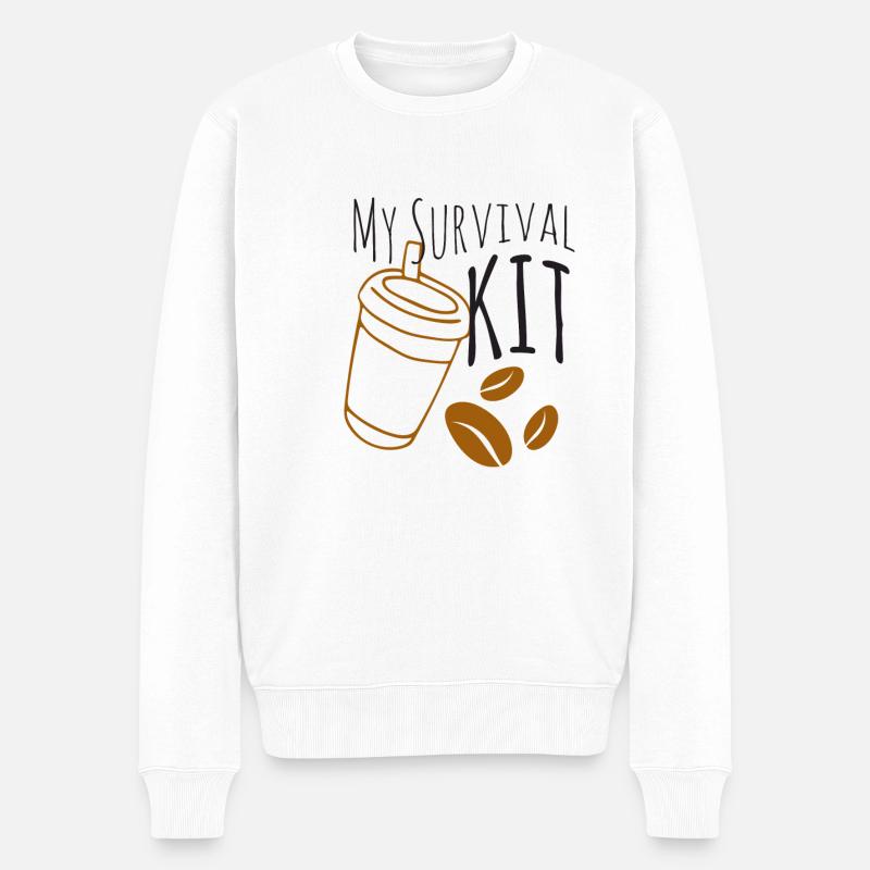 Das Kaffee überlebens Kit - Männer Premium Bio Pullover - Weiß