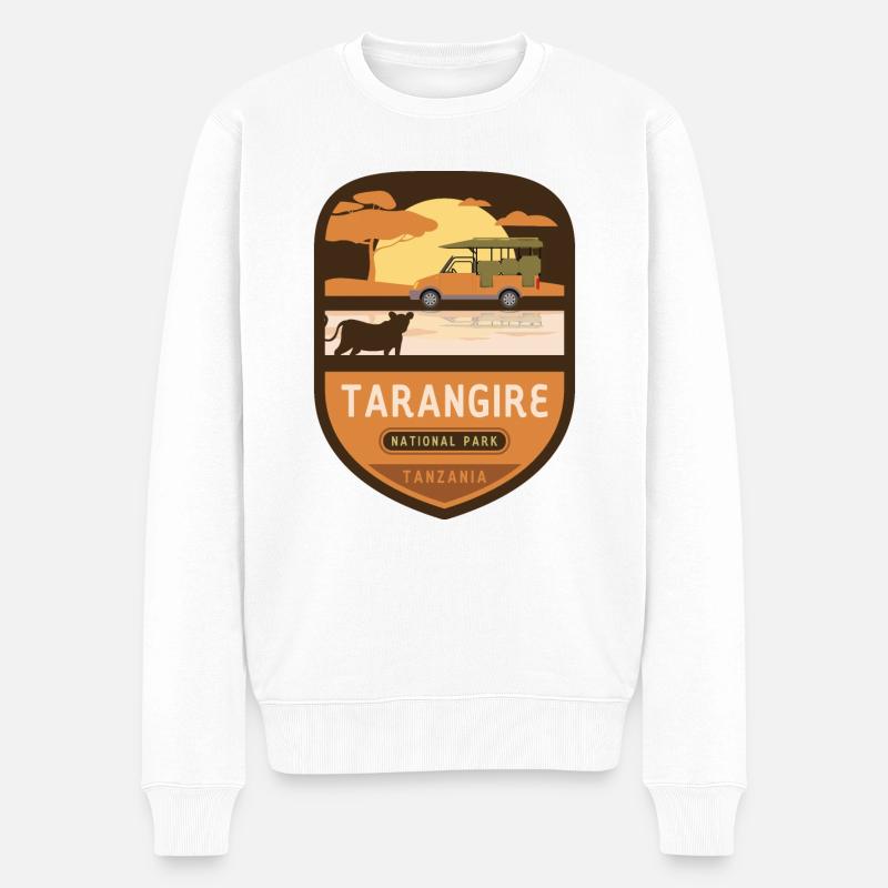Tarangire-Nationalpark - Tansania - Männer Premium Bio Pullover - Weiß