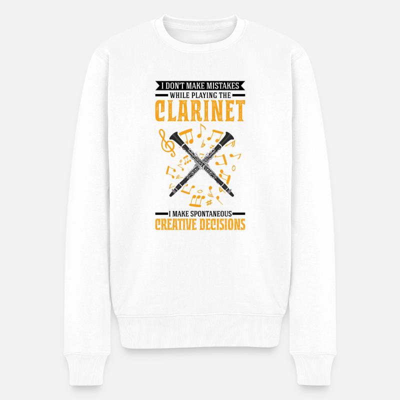 Clarinet Klarinette Klarinettist - Männer Premium Bio Pullover - Weiß