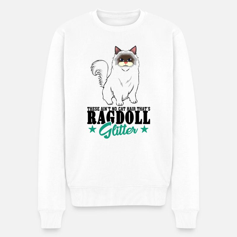 Ragdoll Haar - Männer Premium Bio Pullover - Weiß