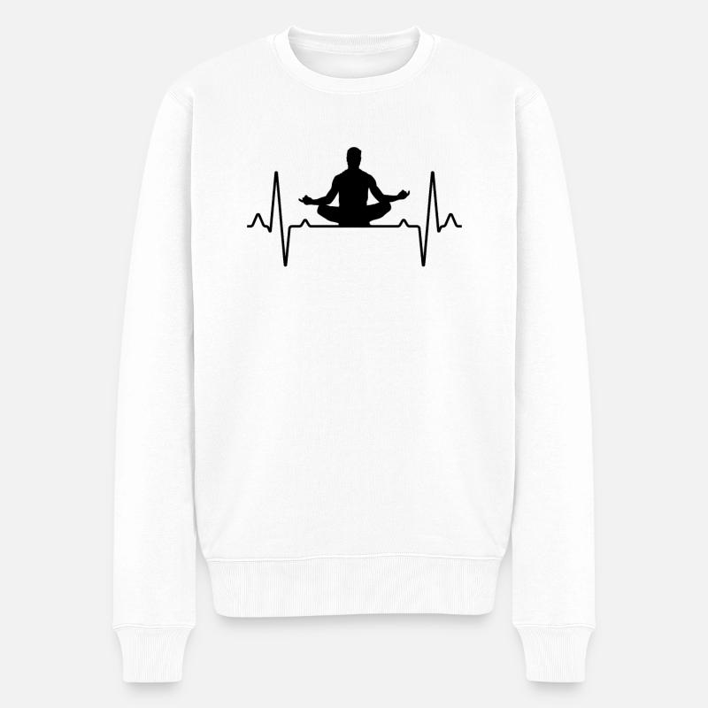 Yoga Meditation Herzschlag - Männer Premium Bio Pullover - Weiß