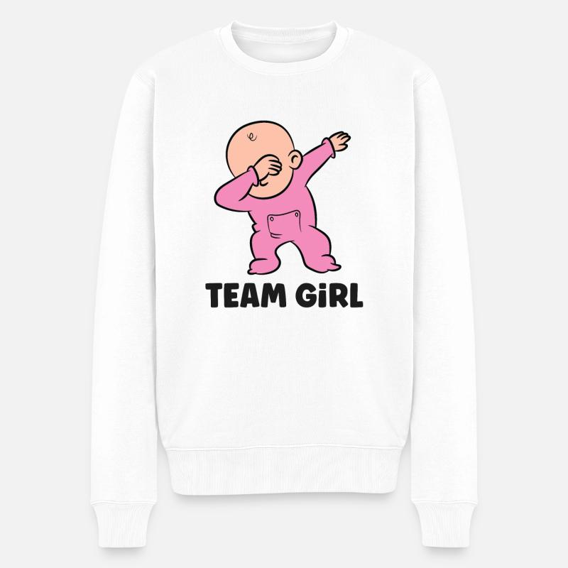 Team Girl Gender Reveal - Männer Premium Bio Pullover - Weiß