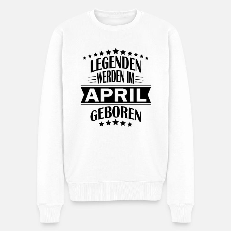 Legenden werden im April geboren - Männer Premium Bio Pullover - Weiß