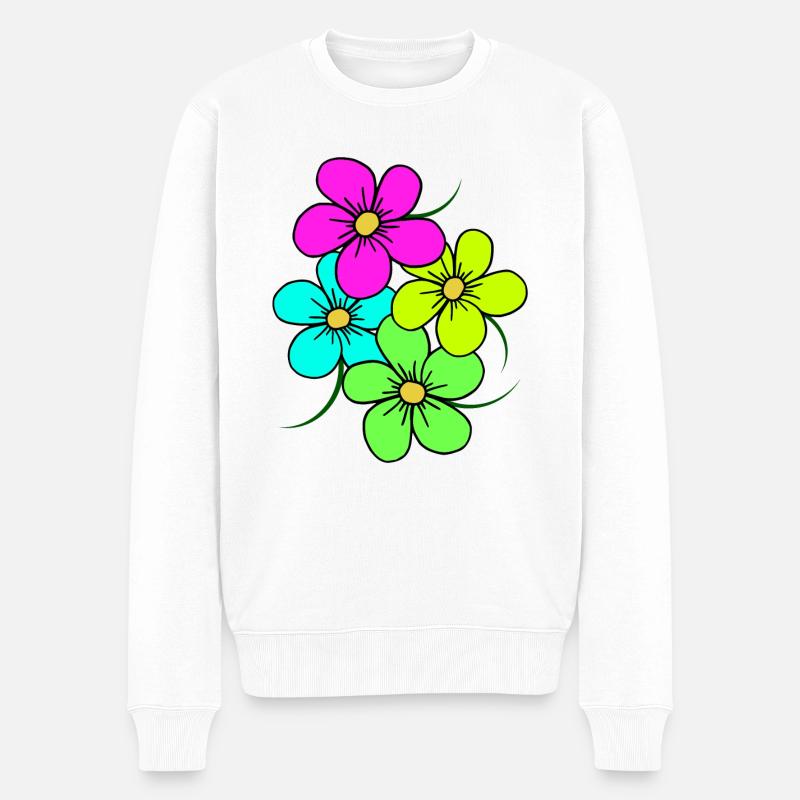 bunte Blumen, Blumenstrauß, Blumenranke, blumig - Männer Premium Bio Pullover - Weiß