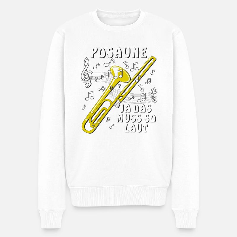 POSAUNE JA DAS MUSS SO LAUT - Männer Premium Bio Pullover - Weiß