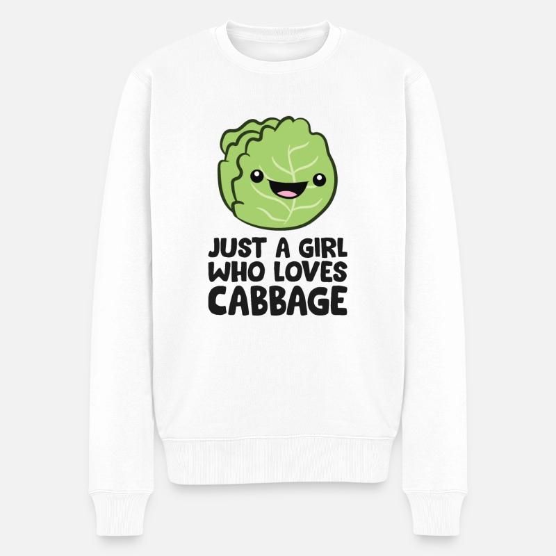 Nur ein Mädchen, das den Kohl liebt - Männer Premium Bio Pullover - Weiß