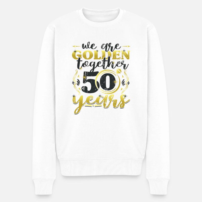 Wir sind Golden Together 50 Jahre Hochzeitstag - Männer Premium Bio Pullover - Weiß