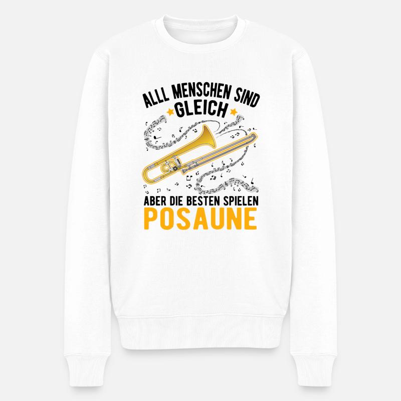 Posaune Posaunenspieler Posaunist - Männer Premium Bio Pullover - Weiß