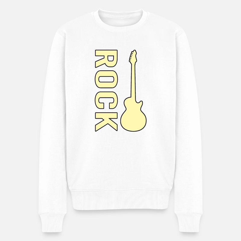 E Gitarre Rock - Männer Premium Bio Pullover - Weiß