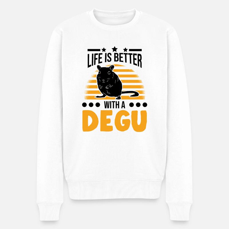 Life is better with an Degu - Männer Premium Bio Pullover - Weiß