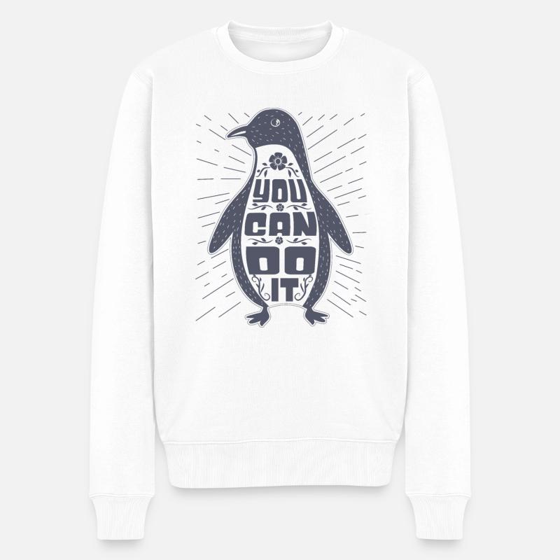 Pinguin Motivierend - Männer Premium Bio Pullover - Weiß