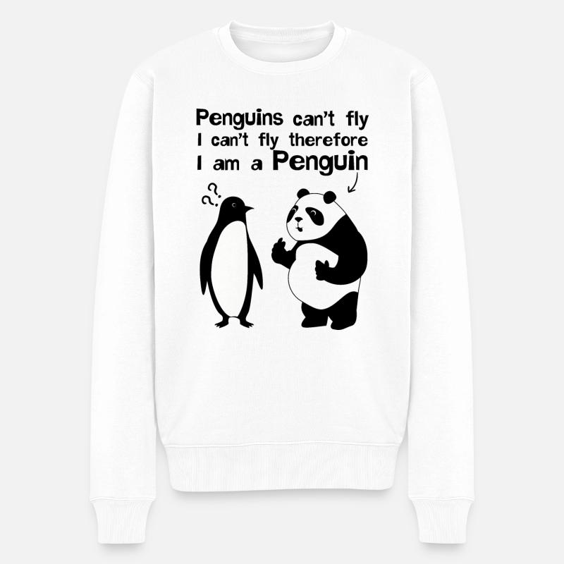 Pinguin Panda - Männer Premium Bio Pullover - Weiß