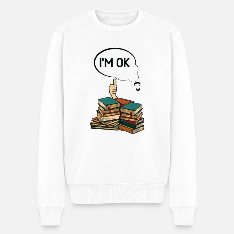 Bücherwurm Lesen Literatur Bücherei Buch - Männer Premium Bio Pullover - Weiß