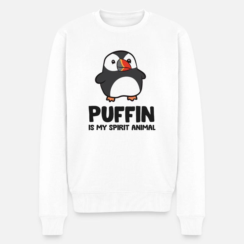 Le macareux est mon animal d’âme - Pull Premium bio Homme - blanc